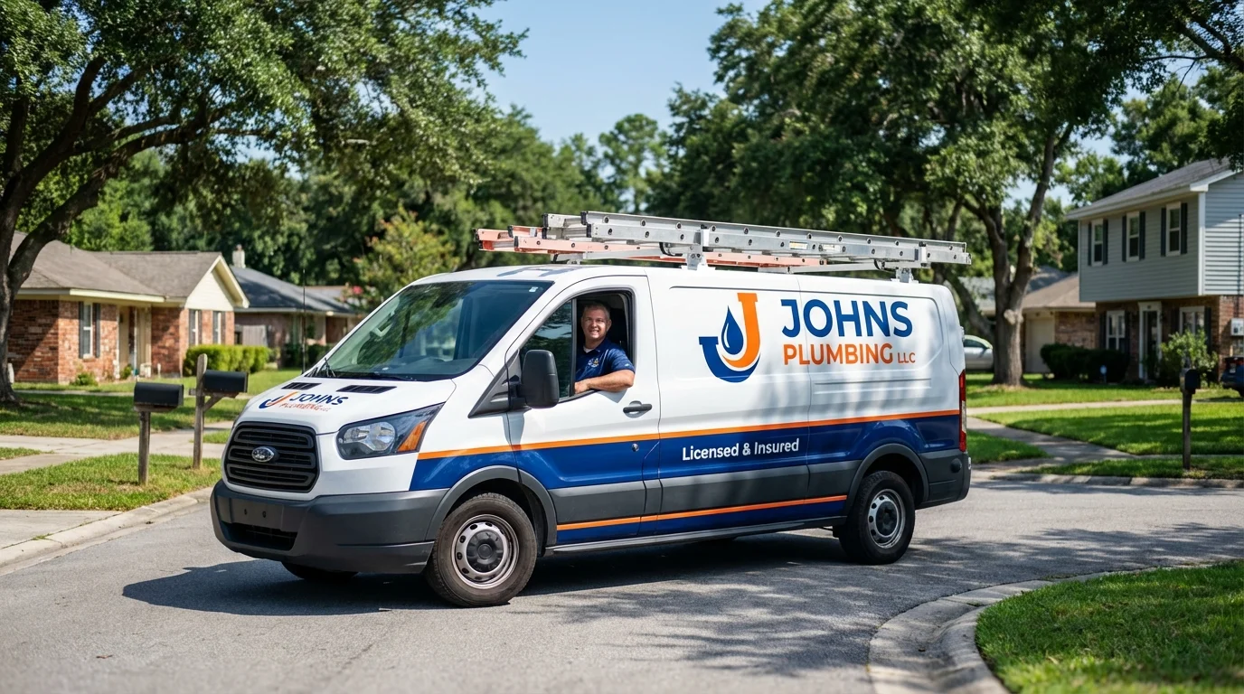 Johns Plumbing LLC service van in Fort Stewart, GA