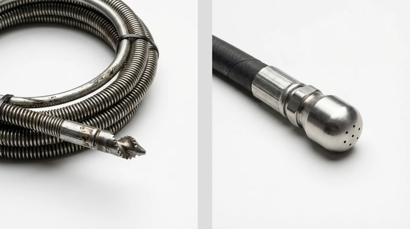 Drain snake cable and hydro jetting nozzle used for drain cleaning in Fort Stewart, GA