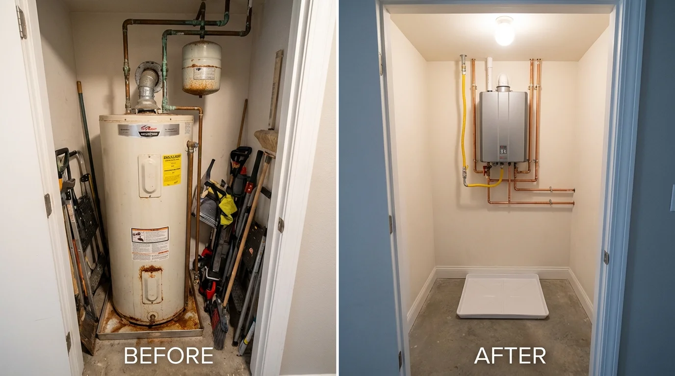 Tank water heater versus wall-mounted tankless unit comparison for Fort Stewart, GA homeowners