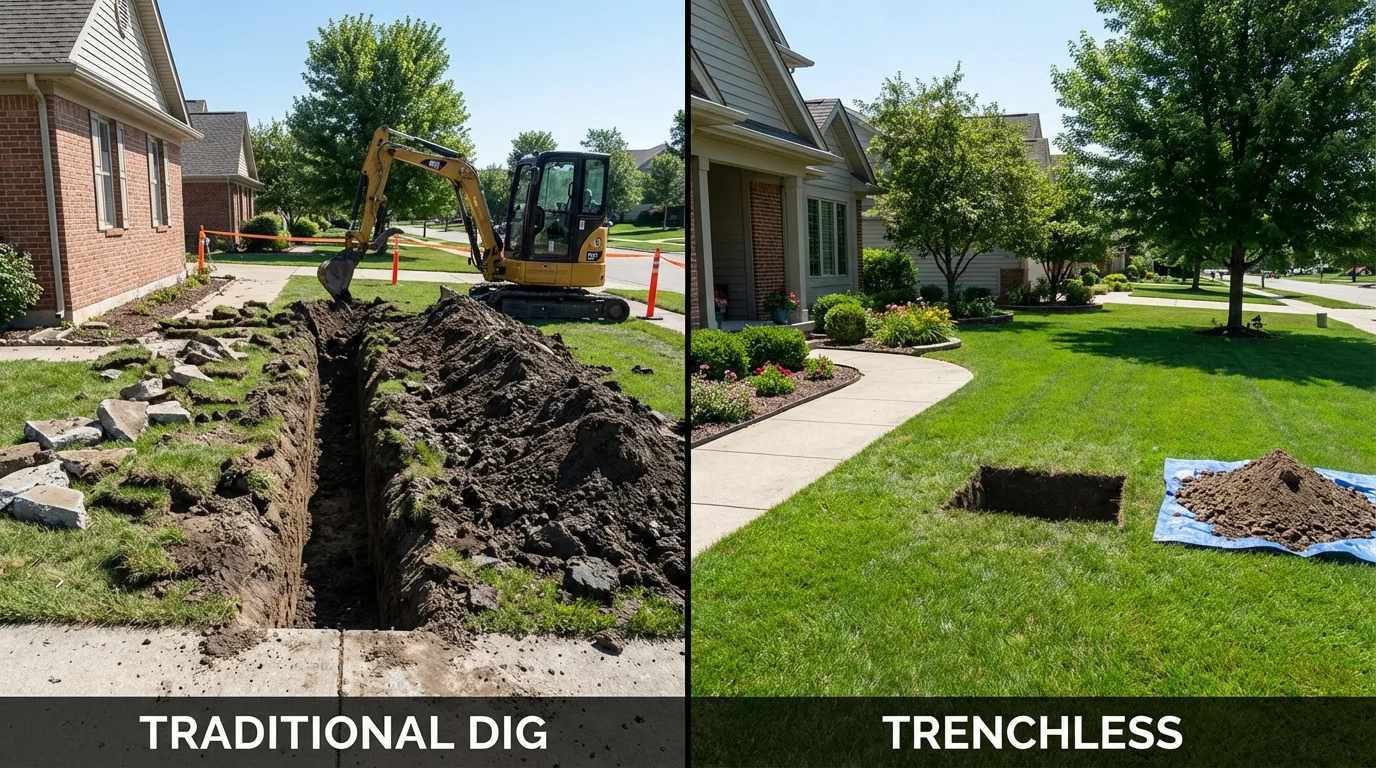 Trenchless sewer repair with minimal yard damage versus traditional excavation in Fort Stewart, GA
